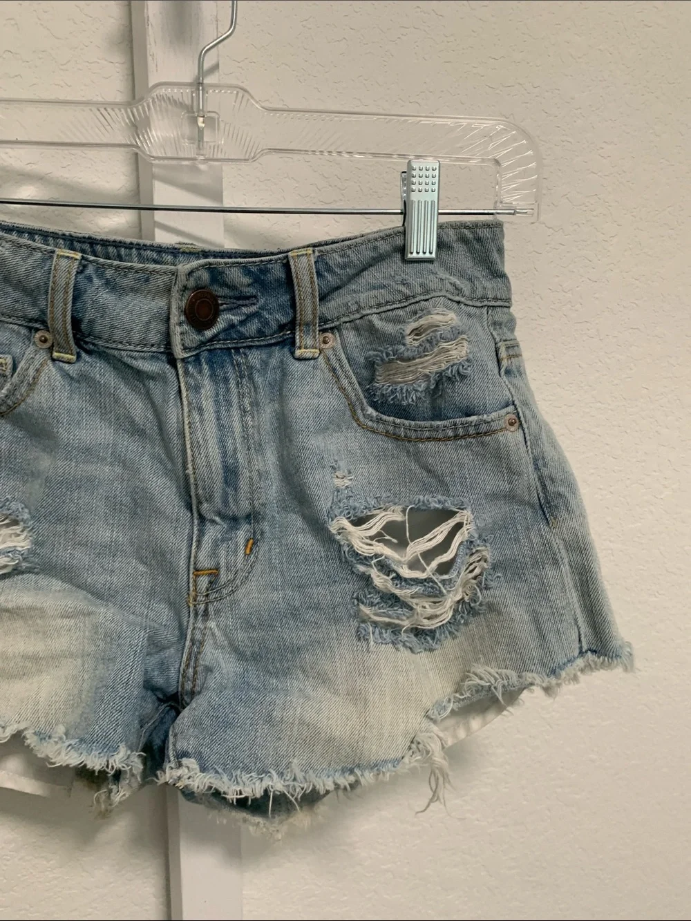 Y2K American Eagle Outfitters Light Blue Distressed Denim Shorts